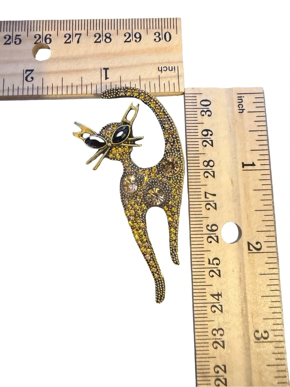 Kool Cat Brooch with yellow and amber jewels